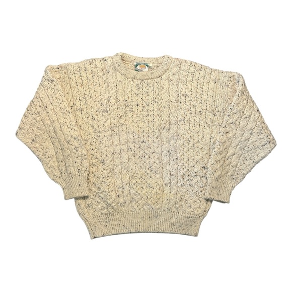 Gaeltarra Sweaters - Gaeltarra Irish Wool Cable Knit Fisherman Sweater Pullover Ivory size XS